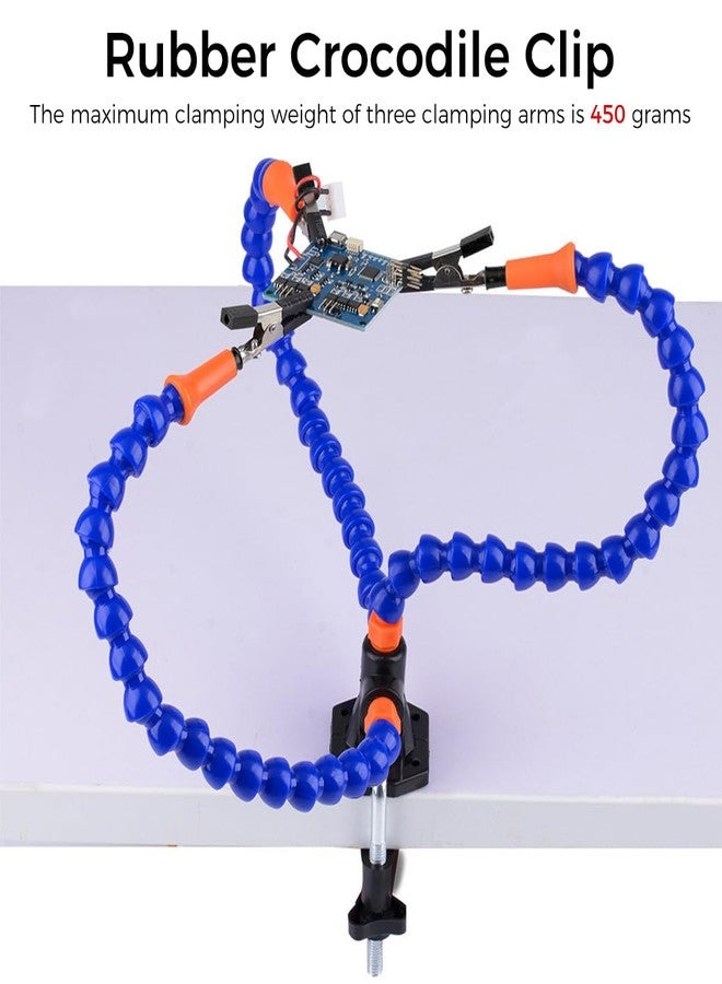 Serplex مشبك Serplex® المساعد للحام، أداة لحام ثلاثية الأذرع مزودة بثلاثة أذرع مرنة بمشبك تمساح، حامل ثلاثي الأذرع للوحة الدوائر المطبوعة، ملزمة لمحطة اللحام، مشبك طاولة، حامل لوحة الدوائر المطبوعة لإصلاح الإلكترونيات - Image 5